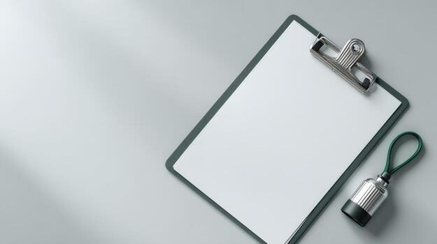 Clipboard with Blank White Paper Mockup for Business, Presentation, or Office Note photo