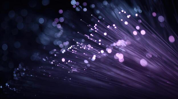 Fiber Optic Cables Glowing with Data Light, Digital Connection and Communication Technology, Abstract photo