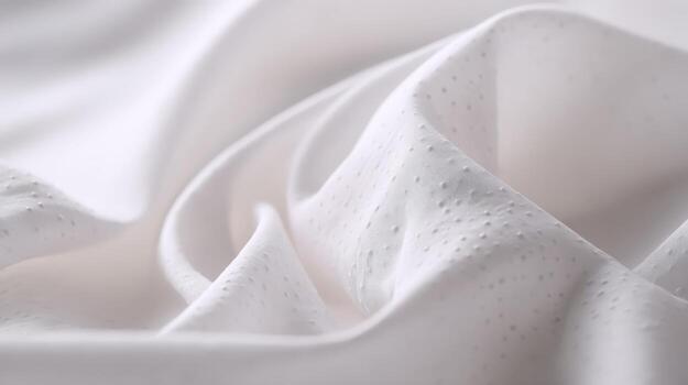 Close-Up of White Fabric Texture with Soft Folds and Perforations for Textile Mockups photo