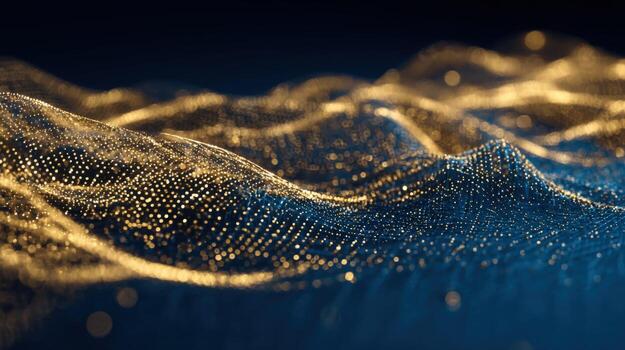Abstract Technology Background with Golden Waves and Blue Highlights for Modern Design Elements photo