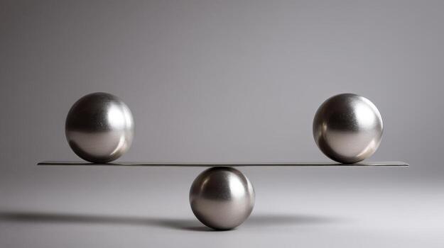 Balancing Spheres Conceptual Image Representing Equilibrium, Harmony, and Stability in Business and Life photo