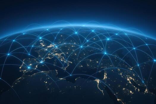 Global Network Connecting the World Digital Communication, Data Transfer, and International Connectivity Concept photo
