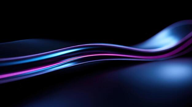 Abstract Wave Design with Blue and Pink Light Streaks on a Black Background photo