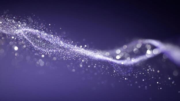 Abstract Flowing Particle Wave in Purple Modern Technology Background for Data Visualization and Design photo