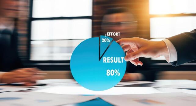 Pareto Principle Visualization Business Efficiency with 8020 Rule Concept, Demonstrating Focus on Results and Effort Allocation photo