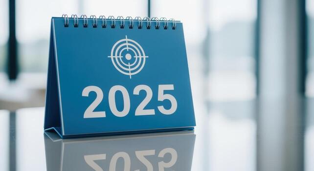 2025 Target Goal on Desktop Calendar Achieving Business Objectives and Targets by the Year 2025 with Focus and Planning photo