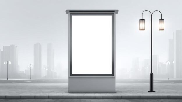 Blank Billboard Mockup in Cityscape Setting for Advertisement Display and Marketing Campaigns photo