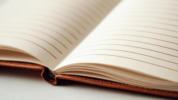 Open Notebook Close-Up Blank Lined Pages for Writing, Journaling, and Planning with Warm Tones photo
