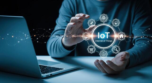 Internet of Things Concept Connecting Devices and Technologies for Smart Solutions and Digital Transformation photo