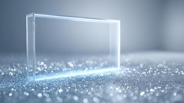 Elegant Crystal Rectangle in Sparkling Light Abstract Product Display or Presentation Backdrop photo