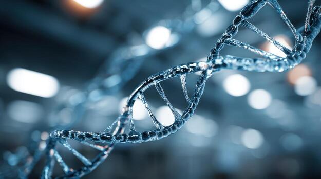 adn molécula estructura científico visualización de genético código, resumen 3d representación para médico y investigación conceptos foto