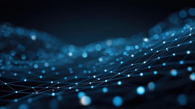 Abstract Blue Network Connection Background with Connected Dots and Lines for Technology Concepts photo