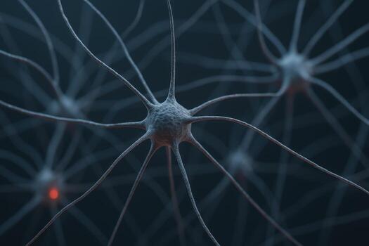 Abstract Neural Network Conceptual Illustration of Brain Cells and Synapses for Medical or Scientific Applications photo