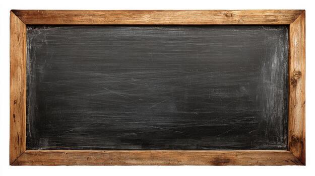 Chalkboard with Wooden Frame Mockup for Text or Design, Isolated on White Background photo