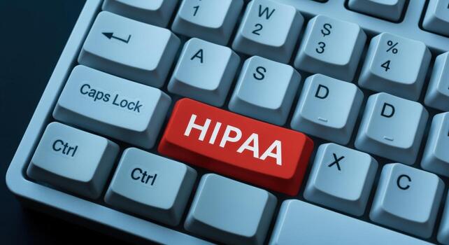 HIPAA Compliance Red Button on Keyboard Emphasizing Healthcare Data Security and Privacy Regulations photo