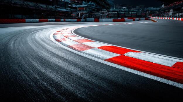 Race Track Curve with Checkered Borders High-Speed Racing Circuit Visual for Motorsport Events photo