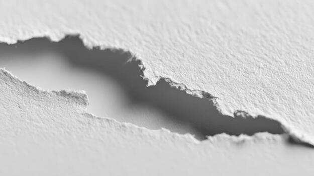 Torn White Paper Macro Detail, Minimalist Abstract Texture, Revealing Space, Damaged Surface, Background Image photo
