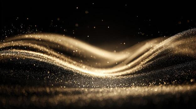 Elegant Golden Glitter Wave Background with Sparkling Particles for Luxury Branding and Festive Designs photo