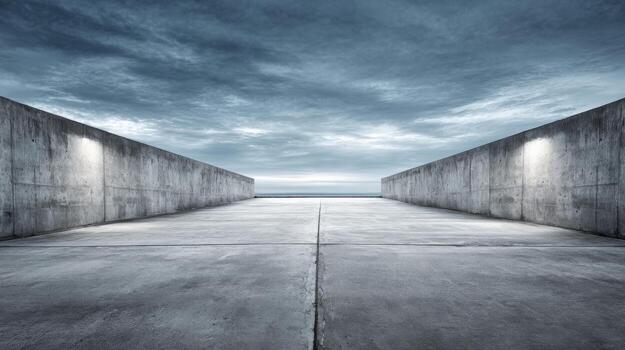 Concrete Platform with Dramatic Sky Backdrop Modern Architecture for Presentations and Visualizations photo