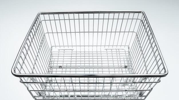 Empty Wire Basket Studio Shot Versatile Storage Container for Organization and Retail Displays on White Background photo