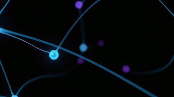 abstrakt digital neuralt nätverk med lysande knutpunkter och minimal rader video