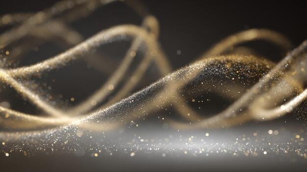 Abstract Gold Glittering Particle Trails on Dark Background - Festive and Celebratory Design Element photo