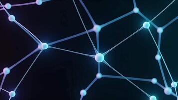 Futuristic Neural Network Connections with Glowing Nodes on Dark Background video