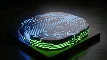 minimalista digitale ai patata fritta nel cervello forma con raggiante circuiti video