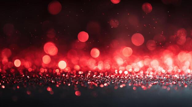 Abstract Red Bokeh Glitter Background Festive, Glamorous and Elegant Holiday Celebration Design Element photo