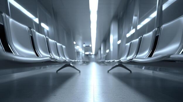 Empty Waiting Room with Modern Seating and Soft Lighting, Creating a Serene Ambiance for Travel or Business photo