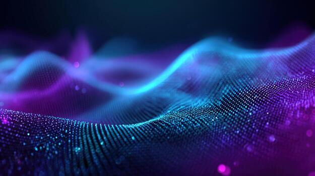 Abstract Digital Wave Background with Glowing Particles in Blue and Purple for Technology Concepts photo