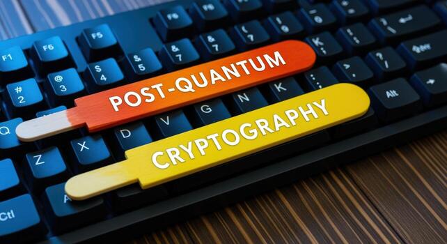 Post-Quantum Cryptography Concept Colorful Sticks on Keyboard Illustrating Future Data Security Measures photo
