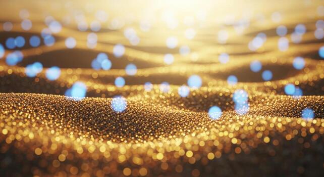 Abstract golden background with flowing particles, ideal for technology, science, or luxury concepts photo