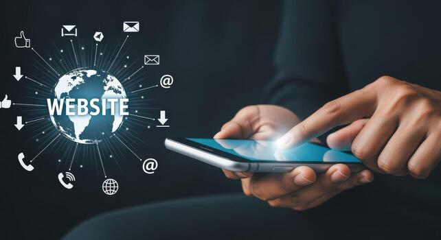 Digital Connection Person Using Smartphone for Online Website Access and Global Communication photo