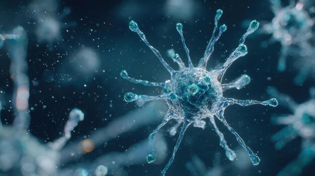 Detailed Microscopic View of Virus Cell Structure and Morphology for Scientific or Medical Use photo