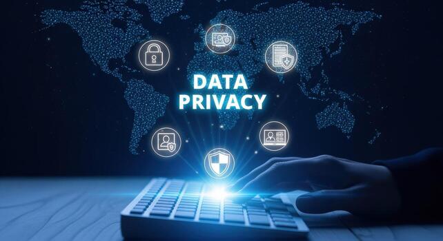 Data privacy concept illustrating information security and digital protection with a modern technology interface photo