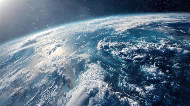 Earth View From Space Detailed Cloudscape, Ocean, and Atmospheric Perspective for Science and Exploration photo
