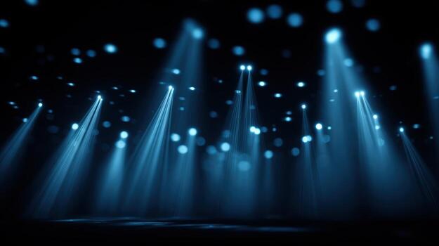 Stage Lighting and Bokeh Overlay, Abstract Backdrop with Spotlight Beams for Concerts and Events photo
