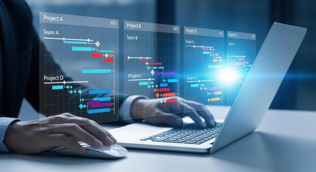 Project Management Software Gantt Chart Visualizations for Efficient Task Scheduling and Business Productivity photo