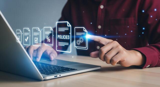 Digital Policies on Laptop Streamlining Business Processes and Ensuring Compliance with Technology photo