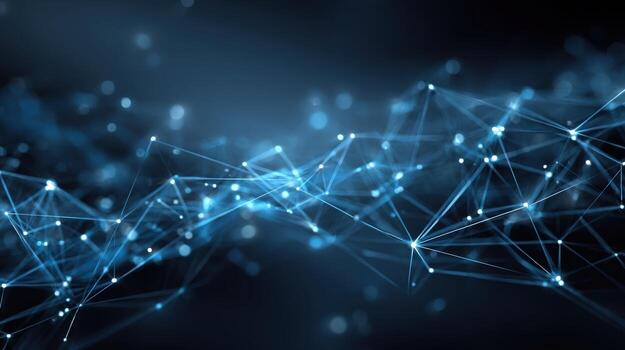Abstract Network Connection with Blue Lines and Nodes for Technology Backgrounds and Digital Communication photo