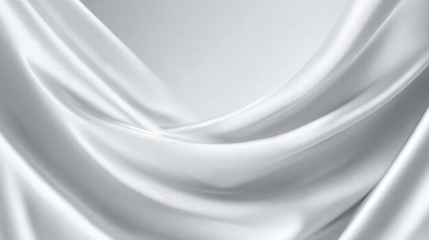 Elegant White Silk Fabric Background with Smooth Drapes, Luxurious Texture, and Soft Lighting for Fashion Design photo