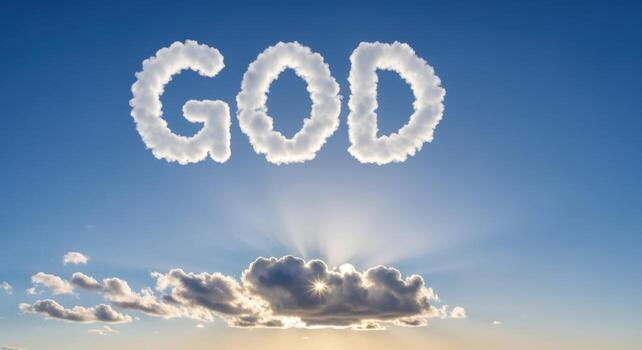 Cloud Formations Spelling Text Above Sunlit Clouds A Conceptual Sky Image photo