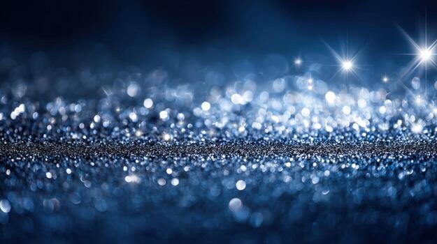 Elegant Glitter Texture Background in Deep Blue with Sparkling Highlights for Festive Design photo