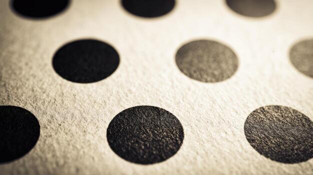 Elegant Close-Up of Black Polka Dots on Textured Paper, Ideal for Backgrounds and Design Elements photo