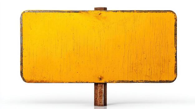 afligido amarillo firmar en blanco fondo, resistido madera textura, blanco letrero para personalizado mensajes foto