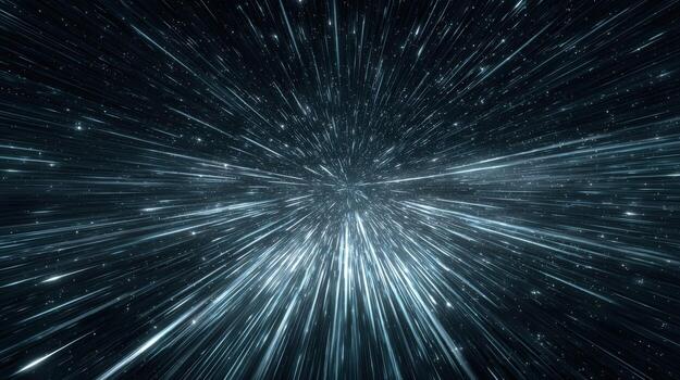 Warp Speed Light Streaks Background Abstract Hyperdrive Space Travel Concept with Futuristic Technology photo