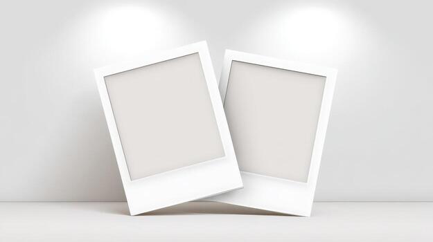 Two White Blank Photo Frames Mockups for Display, Advertisement, or Promotion on a Neutral Background