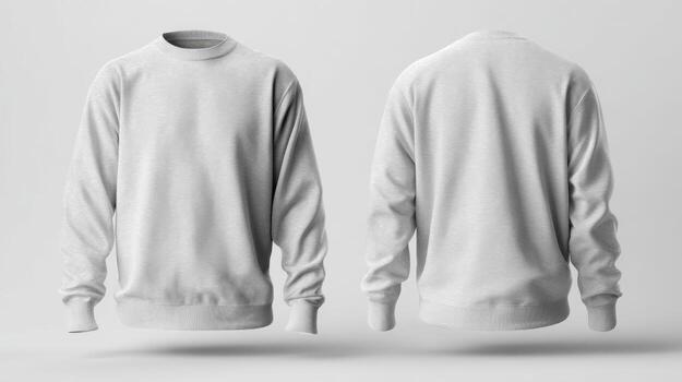 Clean White Sweatshirt Mockup Front and Back View for Apparel Design Presentation photo