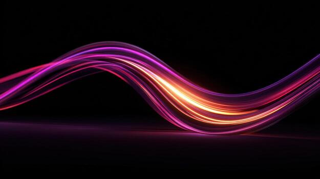 Abstract Light Painting with Pink and Orange Waves Against a Black Background Creates a Dynamic Design photo